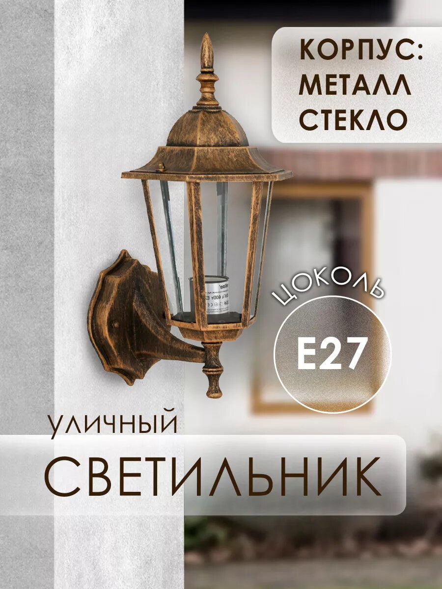 Светильник уличный настенный Camelion металл/стекло бронза IP44