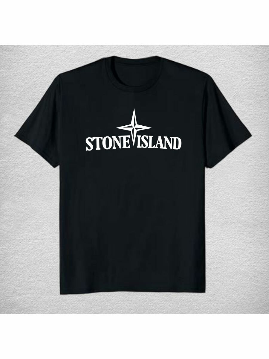 Футболка с надписью stone island, размер XXXL, черный