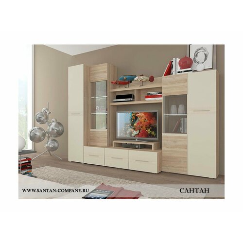 Модульная гостиная Панна-Котта композиция 5 (Дуб Сонома / Панна-Котта)