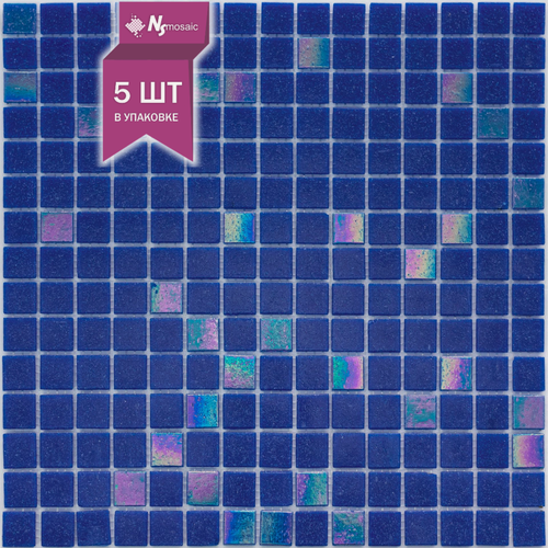 Изображение товара Мозаика стеклянная NSmosaic MIX28, синяя глянцевая, 327x327 мм, упаковка 5 шт