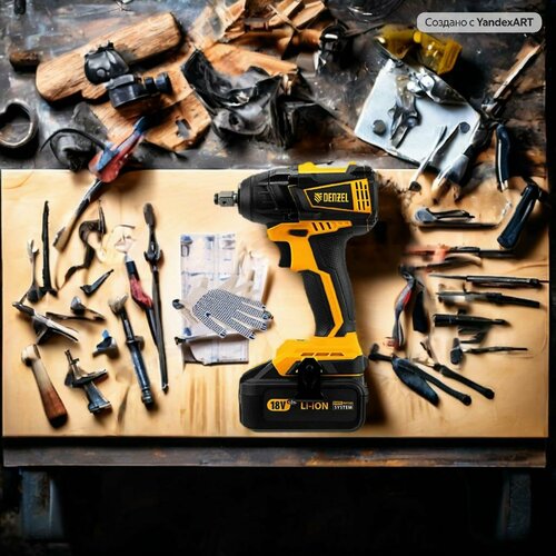 Гайковерт ударный аккумуляторный Denzel CIW-IB-300 18Врабочие перчатки 15680₽