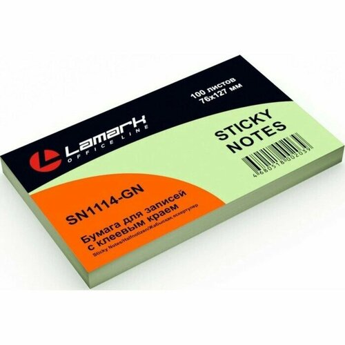 Блок с липким краем Lamark Pastel, 127 x 76 мм, 100 листов, зелёный (12 шт)