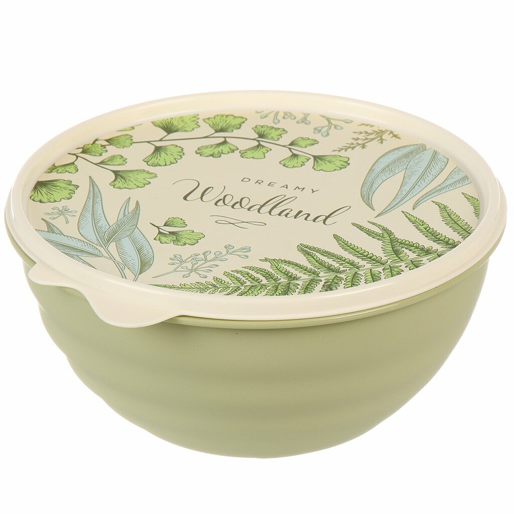 Миска пластик круглая 0.85 л с крышкой Wave Бытпласт 43324530952 зеленая