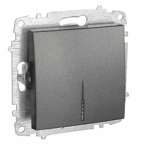 Выключатель с подсветкой механизм EL-BI Zena Vega Silverline одноклавишный без рамки черныйдымчатый сп 609-011100-201 576₽