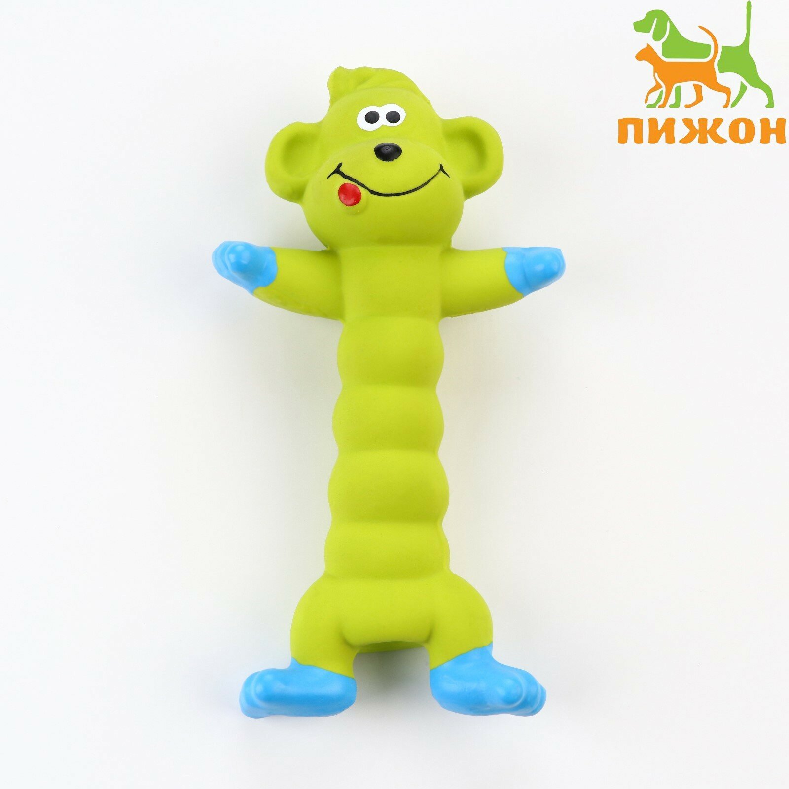 Игрушка пищащая для собак из латекса "Обезьянка" 21 см зелёная