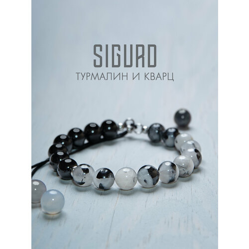 Браслет-нить SIGURD кварц 1 шт размер 19 см черныйбелый 2320₽