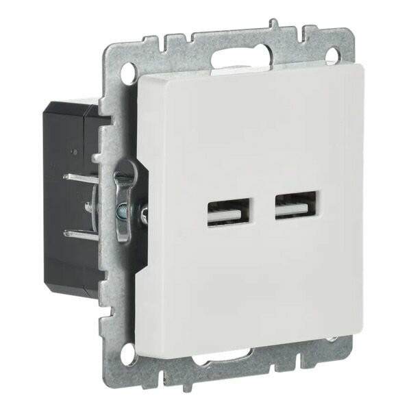 Розетка IEK BRITE USB A+A 3.1А РЮ10-1-БрБ белая - фото №2