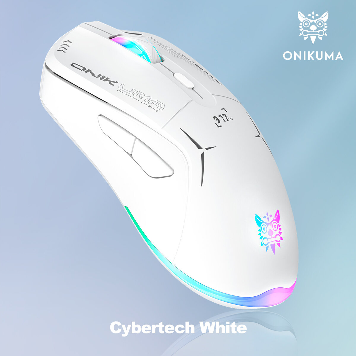 Беспроводная/проводная игровая мышь для компьютера ONIKUMA CW917 Cybertech White с RGB подсветкой