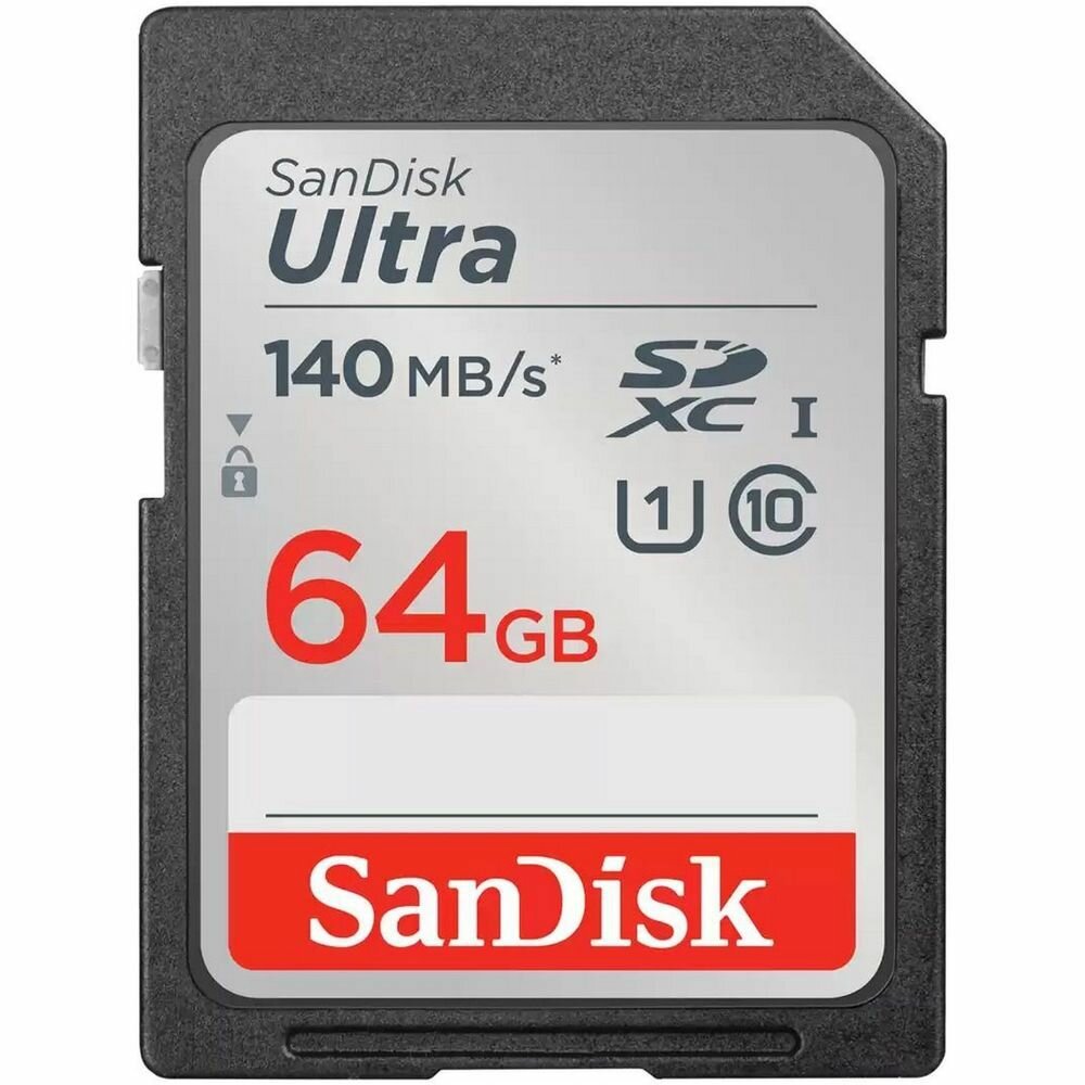 Карта памяти SanDisk Ultra, 64 ГБ, U1 C10 (SDXC SDSDUNB-064G-GN6IN)
