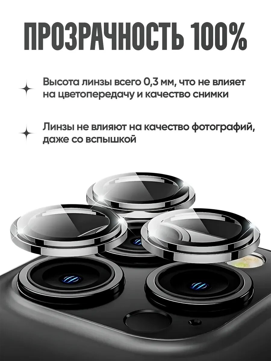 Стекло на камеру айфон 15 про линзы iphone 15 pro max 2уп — фото 1