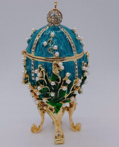 Изображение товара Яйцо Фаберже Ландыш среднее, голубое, арт 3134