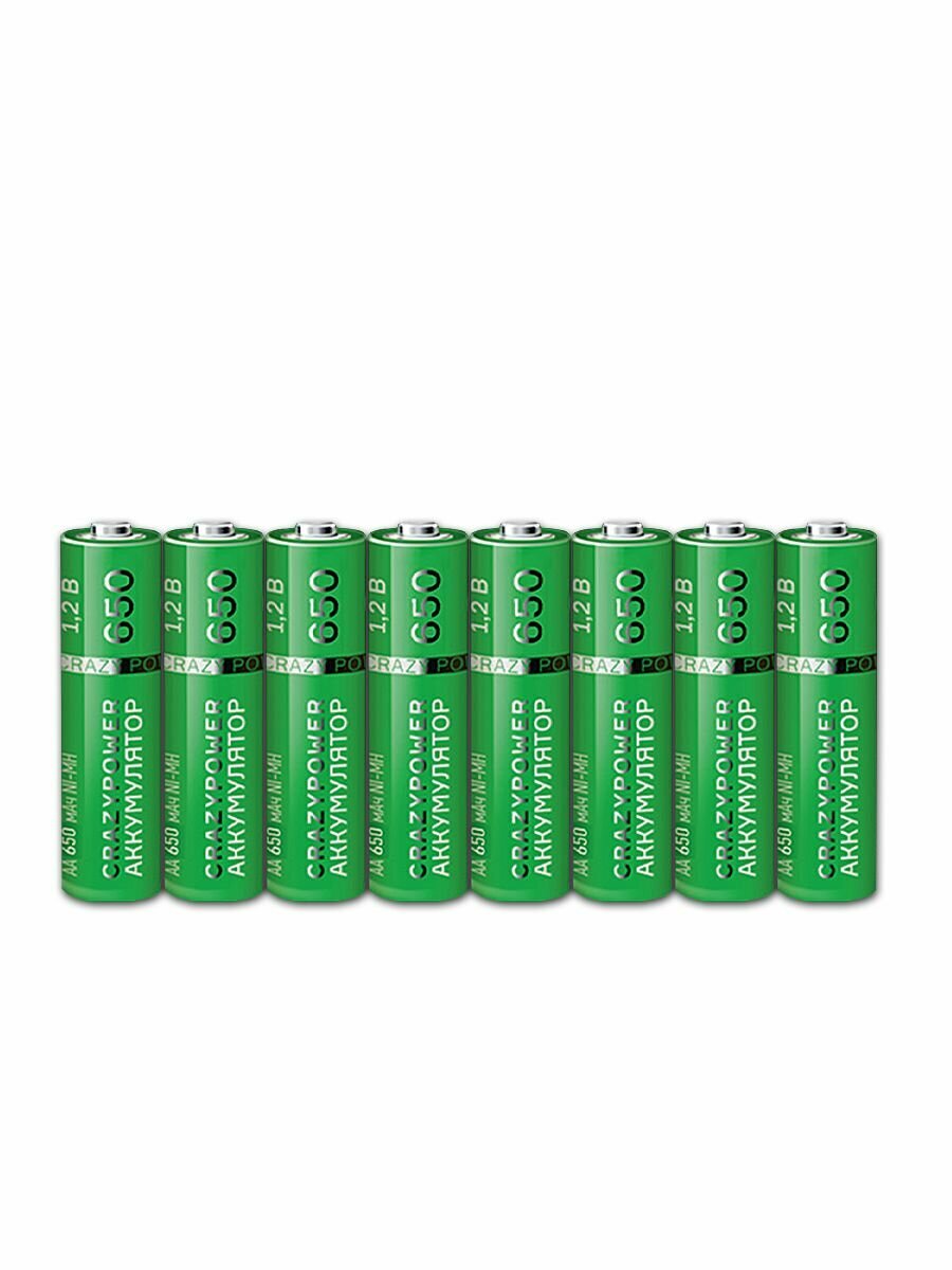 Аккумуляторные / Перезаряжаемые батарейки CRAZYPOWER 650 mAh NI-MH АА / Пальчиковые 8шт. — фото 1