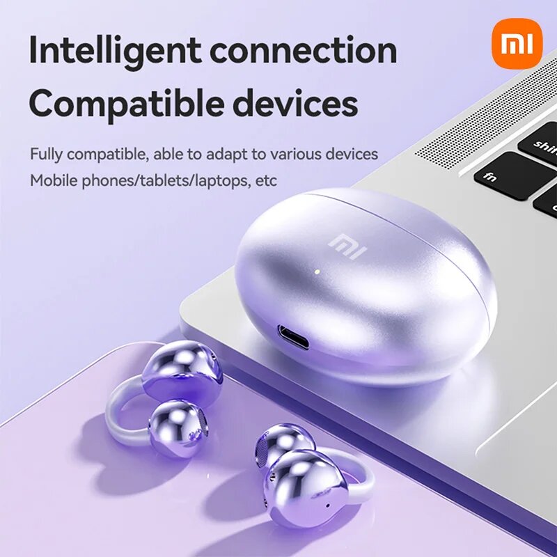 Наушники И Гарнитуры Xiaomi Беспроводные наушники Xiaomi с костной проводимостью HIFI Bluetooth 5,4, клипсы на ухе с цифровым дисплеем, водонепроницаемые спортивные гарнитуры с микрофоном, M79 Skin 1pcs