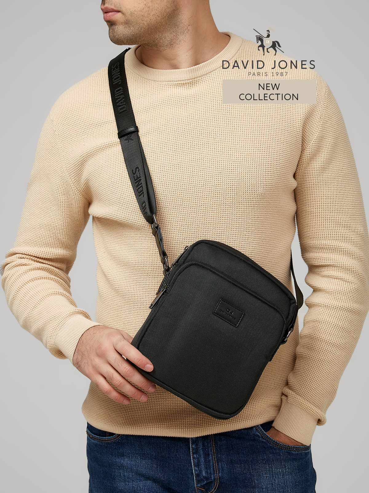 Сумка кросс-боди DAVID JONES, фактура гладкая, черный