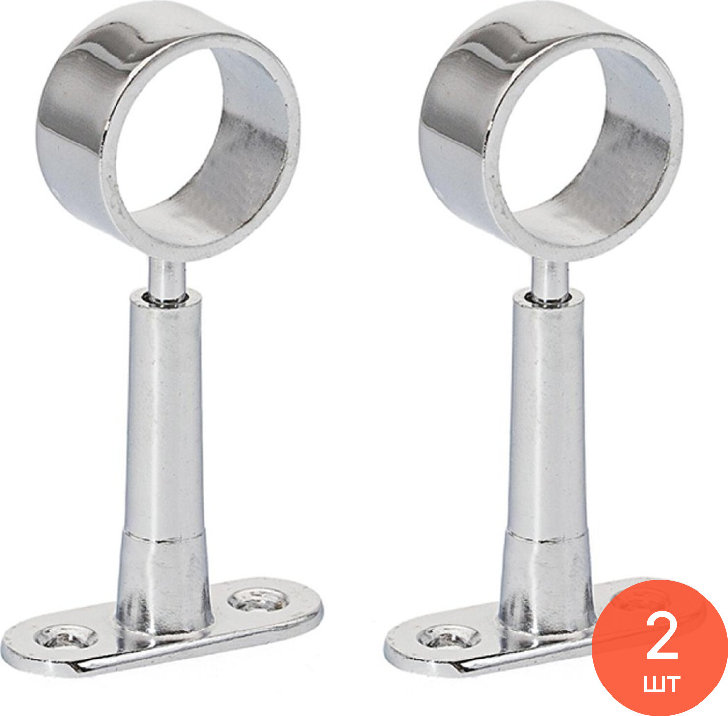 Держатель для трубы Element / Элемент крепление к стене регулируемое проходное из стали цвет хром 1шт. / крепеж и фурнитура (комплект из 2 шт)