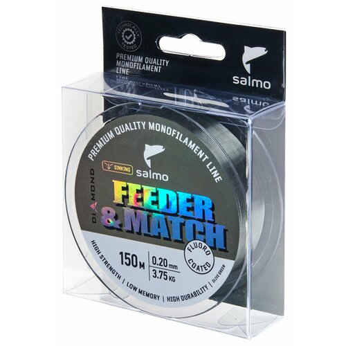 Леска монофильная Salmo Diamond FEEDER & MATCH FLUORO COATED Olive Green 150 м 0.20 мм