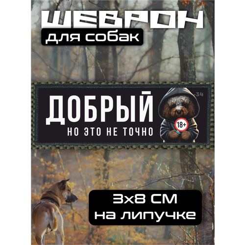 Шеврон на липучке для собак Добрый но не точно 330₽