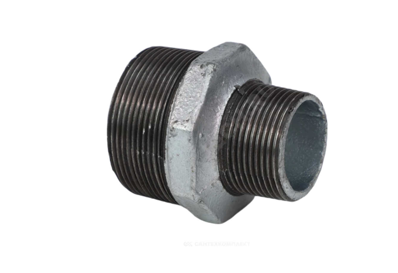 Ниппель переходной чугун оц Ду 25х15 (1"х1/2") НР Fittex PLUS — фото 1