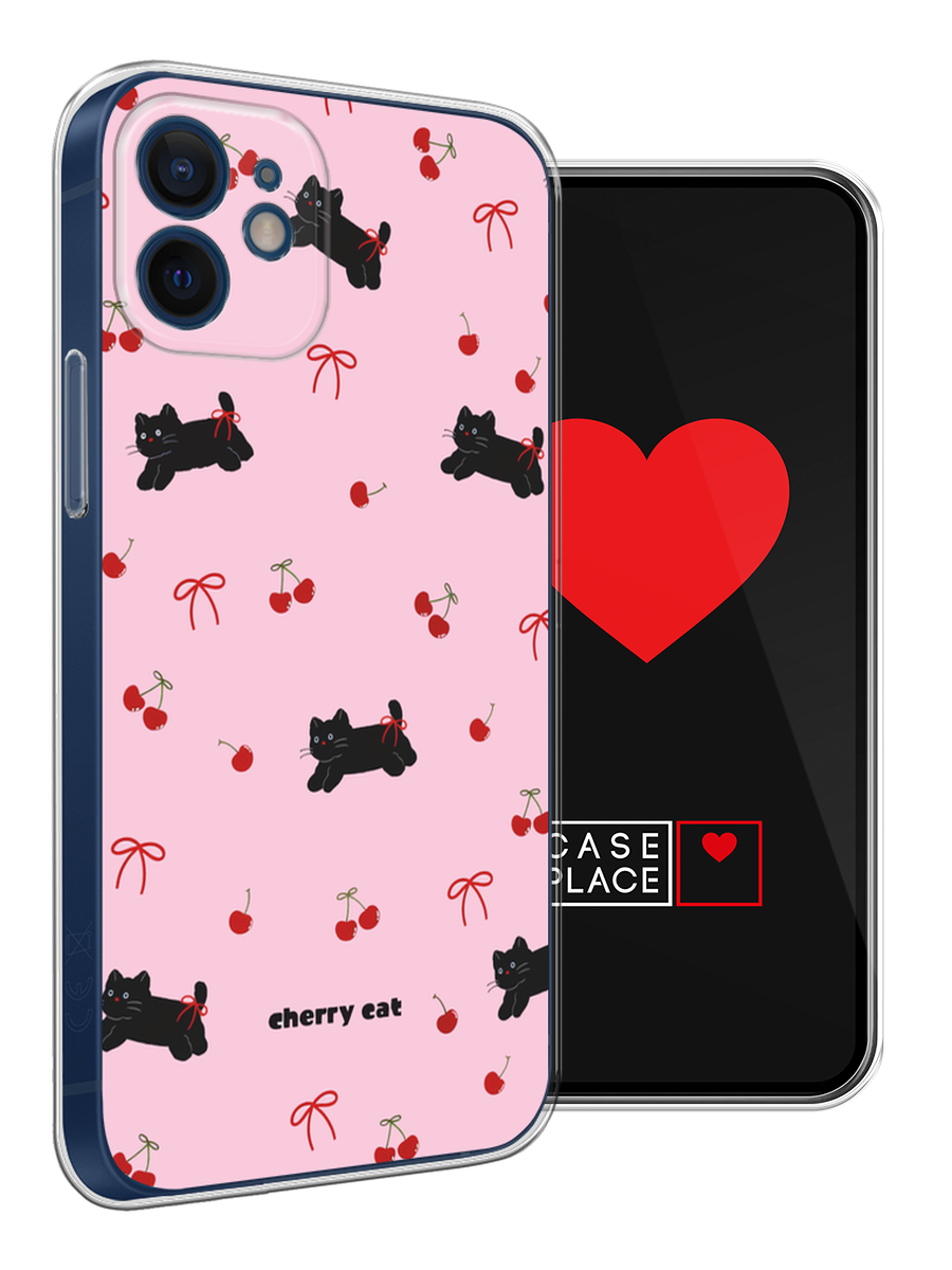 Чехол на Apple iPhone 12 mini / Айфон 12 Мини с принтом cherry cat — фото 1