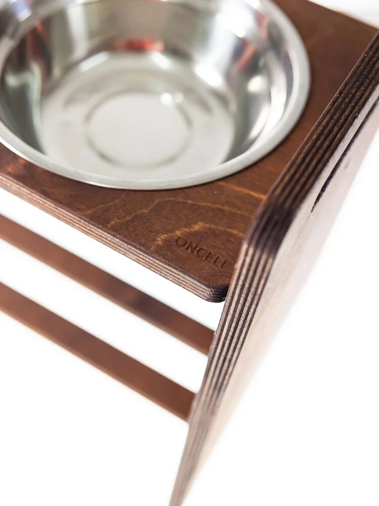 Картинки Миска ONCELI, для кошек и собак, двойная, на деревянной подставке