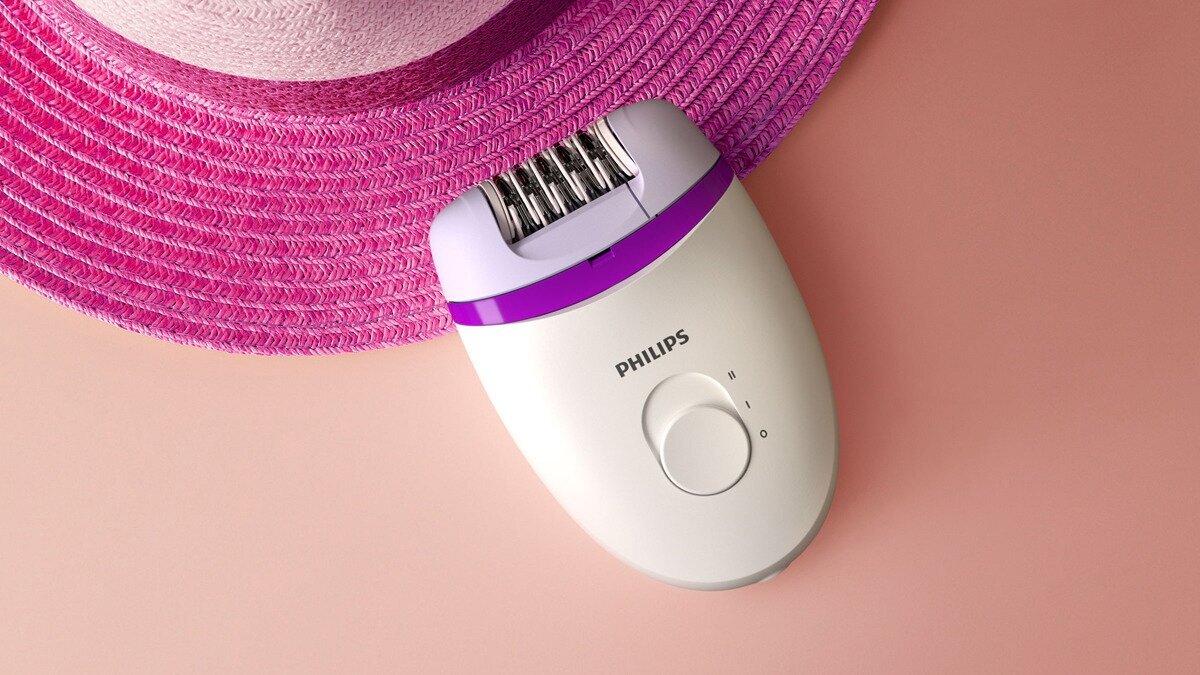 Эпилятор Philips BRE224, BRE225 Satinelle Essential, белый/фиолетовый