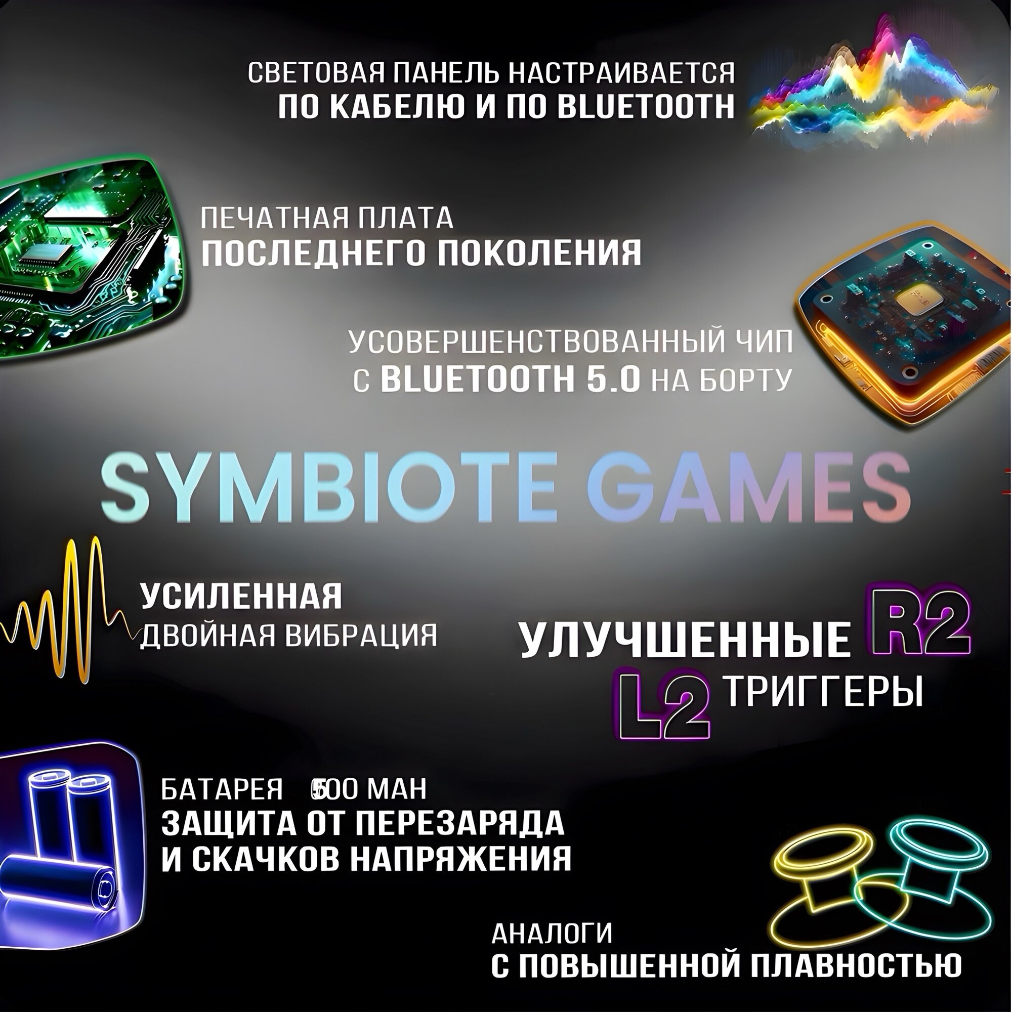 Геймпад для 4 "CyberPunk 2077" Беспроводной Джойстик для 4/ПК/Смартфон/Ноутбук — фото 1