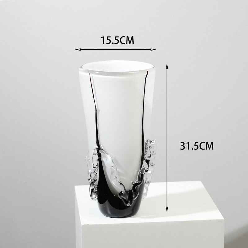 Ваза настольная черно-белая зеркальная стекло 37х315х35 см