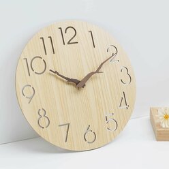 Часы настенные, интерьерные, кварцевые, серия: Классика, d-30.5 см, бесшумные, цвет бежевый