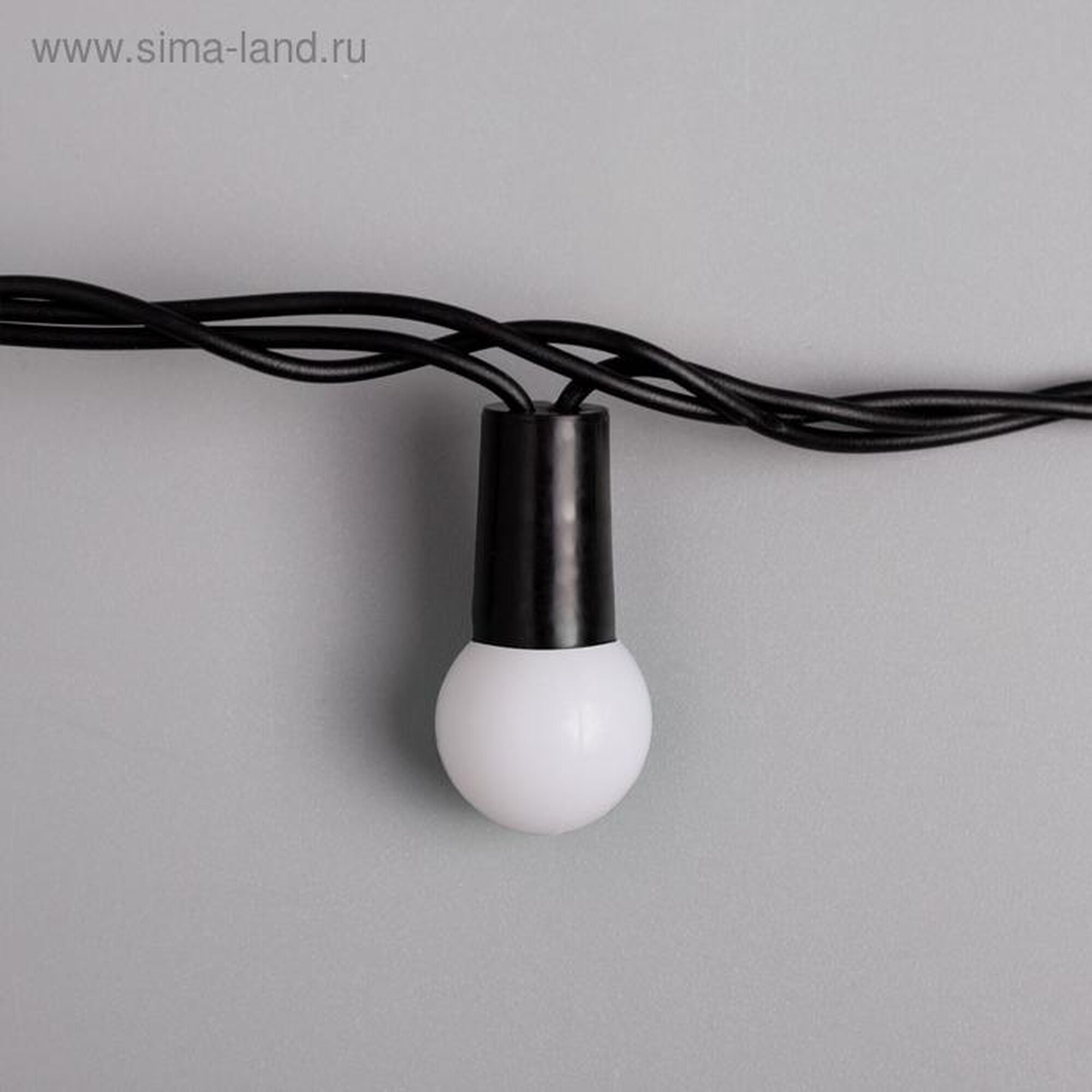 Гирлянда «Нить» 20 м с насадками «Шарики 1.5 см» IP44 тёмная нить 200 LED свечение белое 8 режимов 220 В