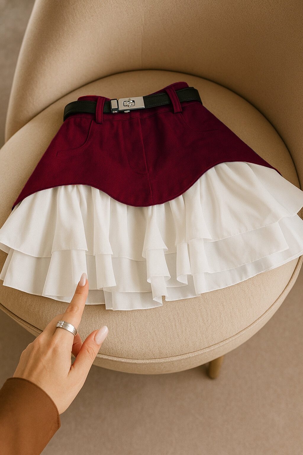 Юбка FROM PARADISE Весна лето 2025, размер 46, бордовый