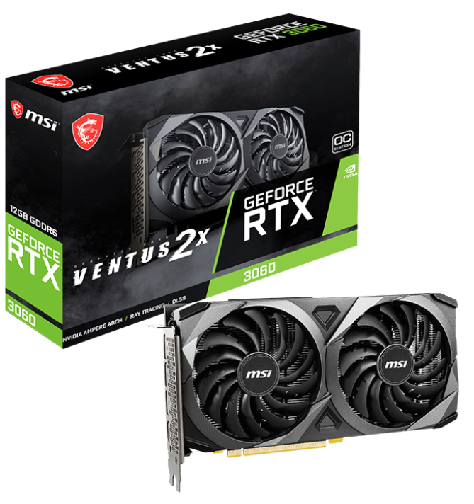 Видеокарта MSI GeForce RTX 3060 VENTUS 2X 12G OC, 12ГБ GDDR6, 192-bit, 15 Гб/с, PCI Express Gen 4, черная