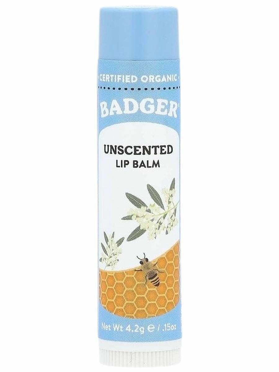 Badger Company, Lip Balm, Unscented, Органический бальзам для губ, без запаха, 4,2г