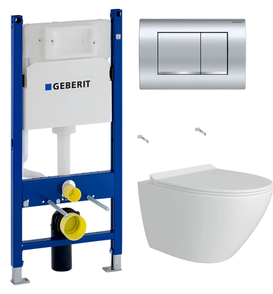 Комплект 2 в 1 Унитаз подвесной Teymi Lina Pro T40106 / Инсталляция с кнопкой Geberit Duofix Delta 458.163.21.1