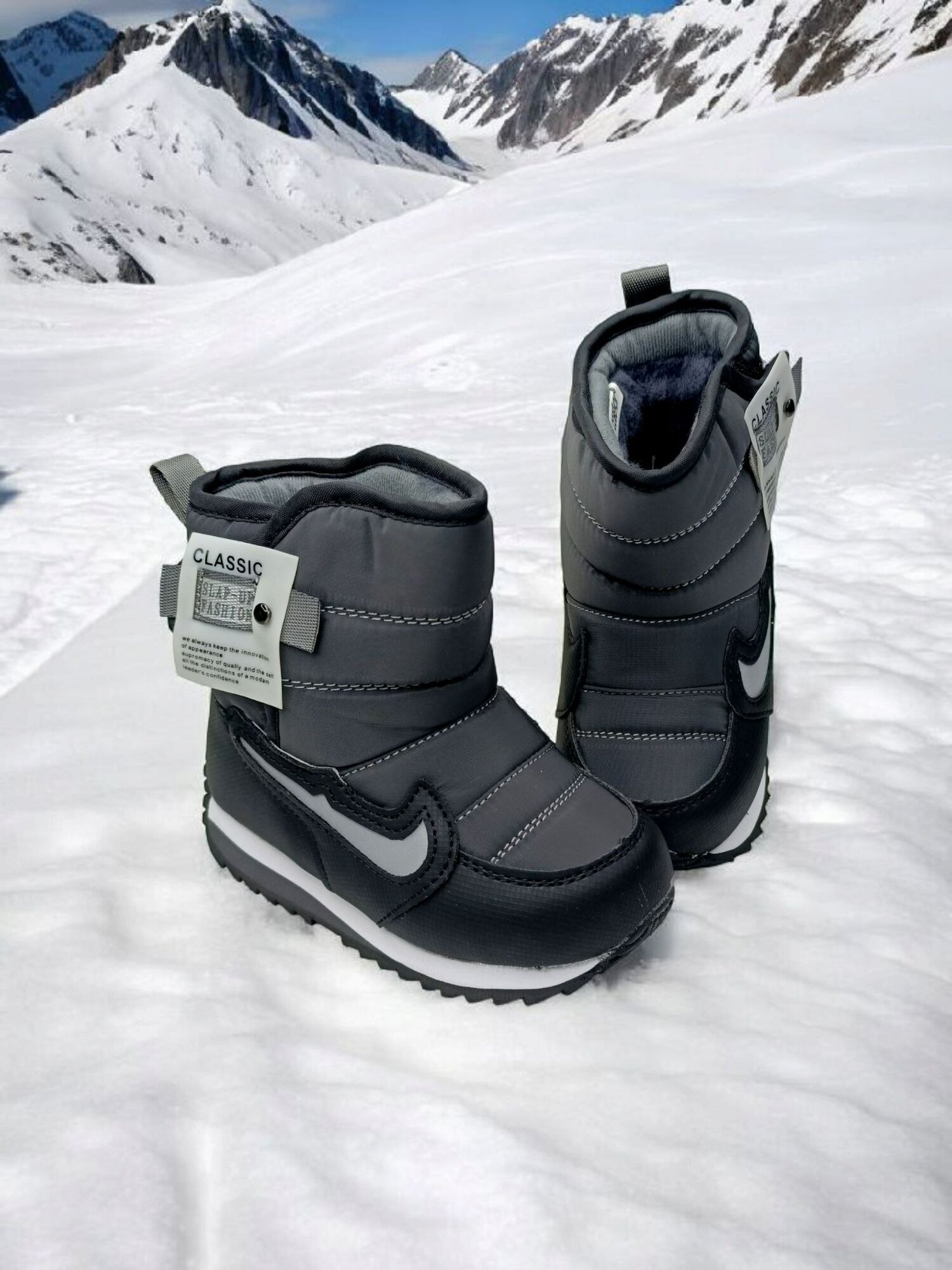 Дутики , размер 24, черно-серый — фото 1