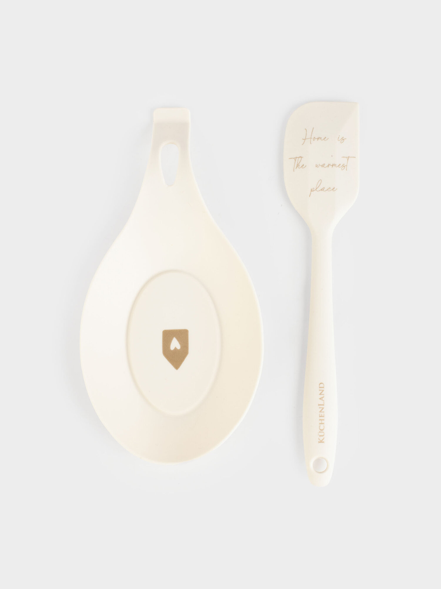 Подставка под ложку 20 см с лопаткой силикон молочная Дома Amour