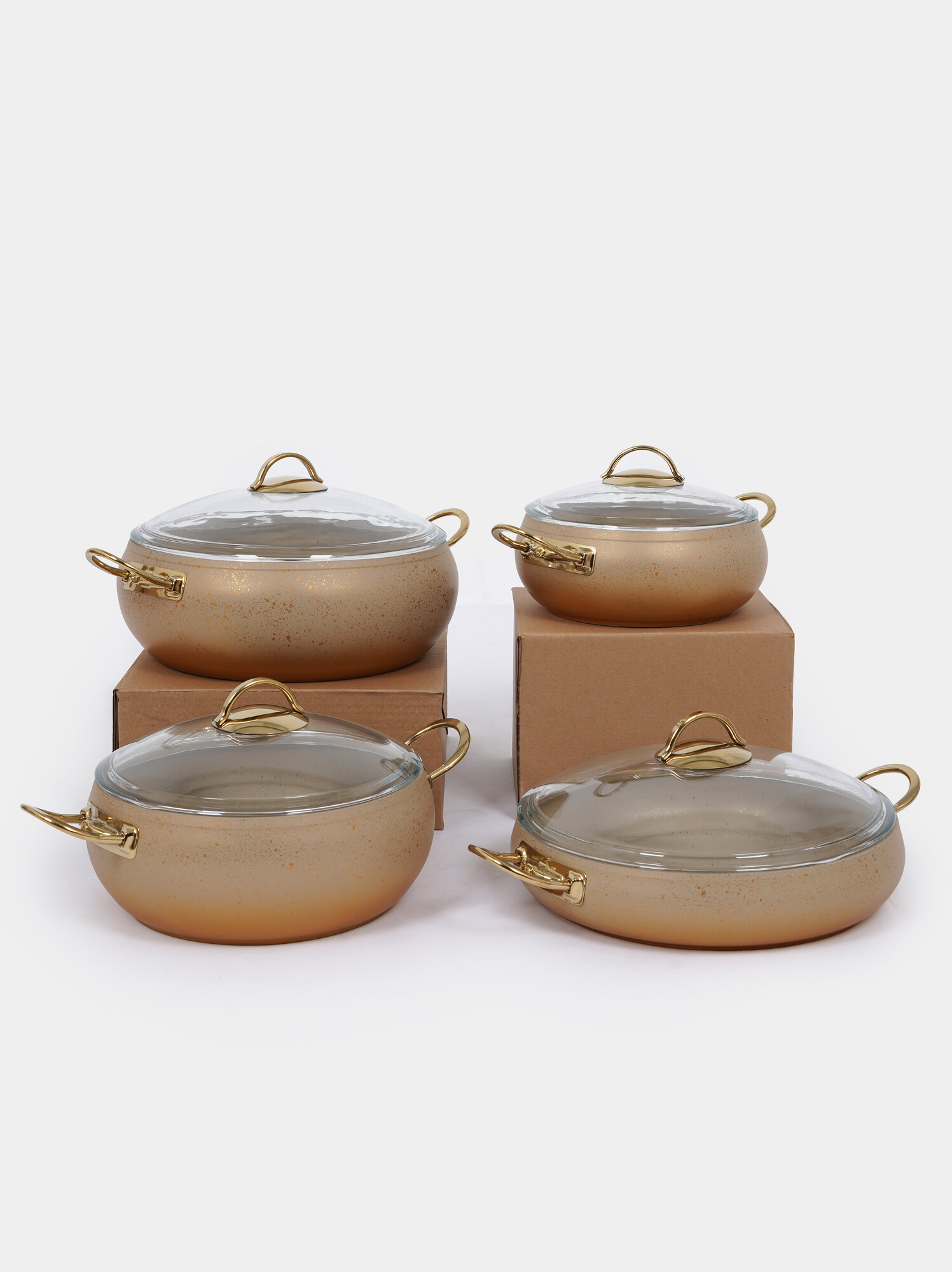 Набор посуды с антипригарным покрытием, 22 предмета, Кремовый — фото 1