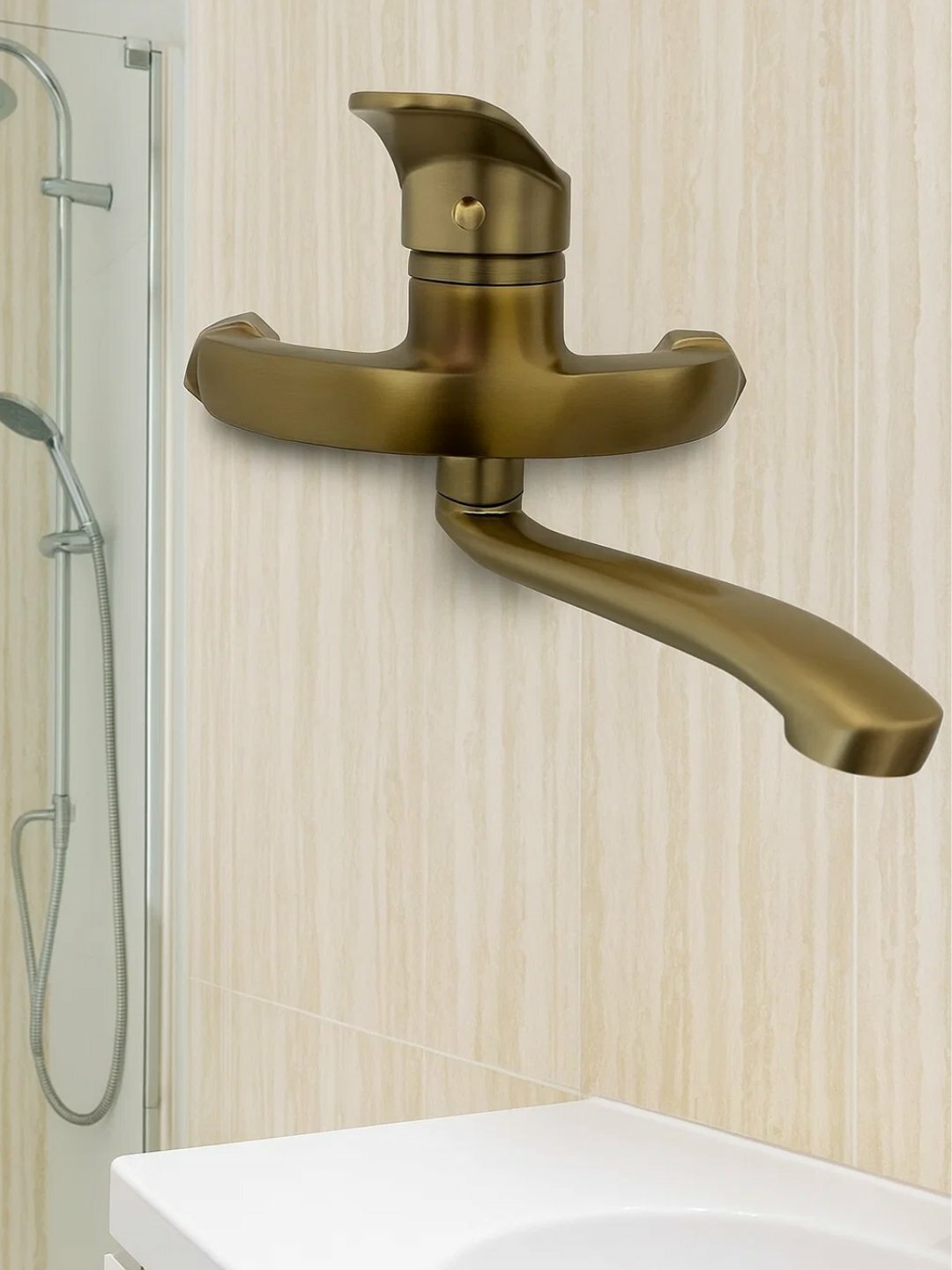 Смеситель для ванной, настенный, однорычажный