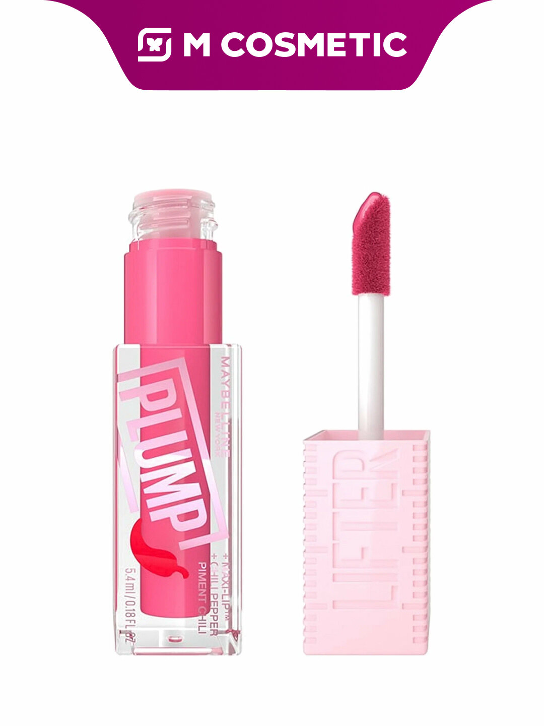 Блеск для губ Maybelline Lifter Plump, тон 003 "Moon", увлажняющий, с эффектом объема, 5,4 мл