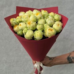 Изображение товара Букет цветов из 21 кустовой пионовидной розы «Пиони Баблз» / Радуга Букет