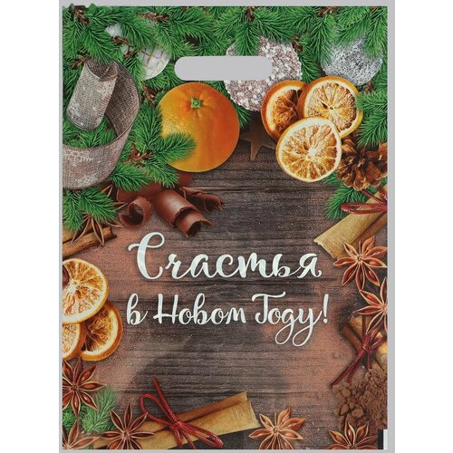 Пакет Счастья в Новом Году полиэтиленовый с вырубной ручкой 30х40 см 50 мкм 656₽