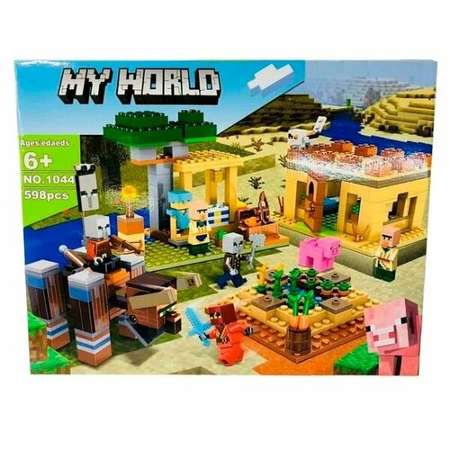 Minecraft Конструктор My World Нападение боевого быка 598 деталей Minecraft 1044 конструктор minecraft my world с led подсветкой 235 деталей