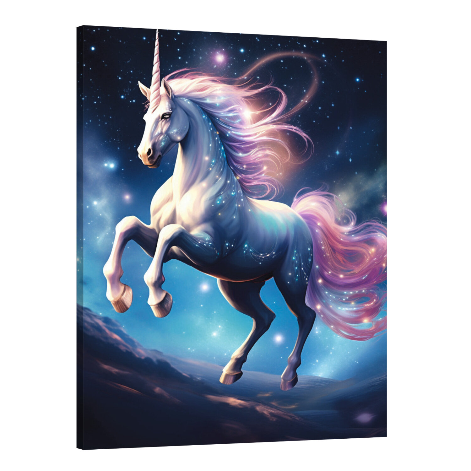 Интерьерная картина 50х70 "Единорог и звездное небо"