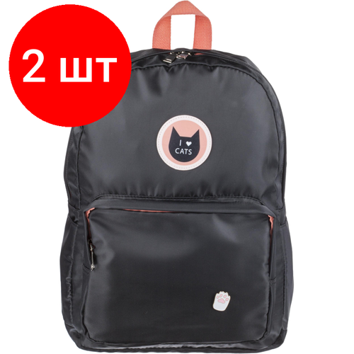 Комплект 2 штук, Рюкзак №1School черный эмблема Кошечка комплект 2 штук рюкзак 1school черный эмблема кошечка