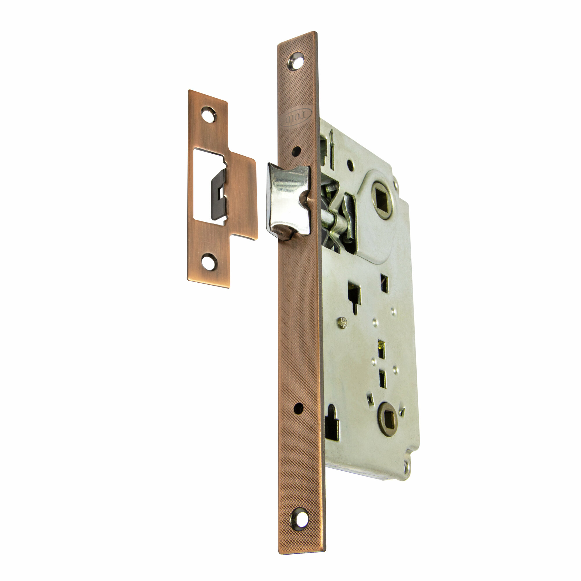 Врезной сантехнический межкомнатный дверной замок Loid 2056 B Античная медь (межосевое 90 мм)