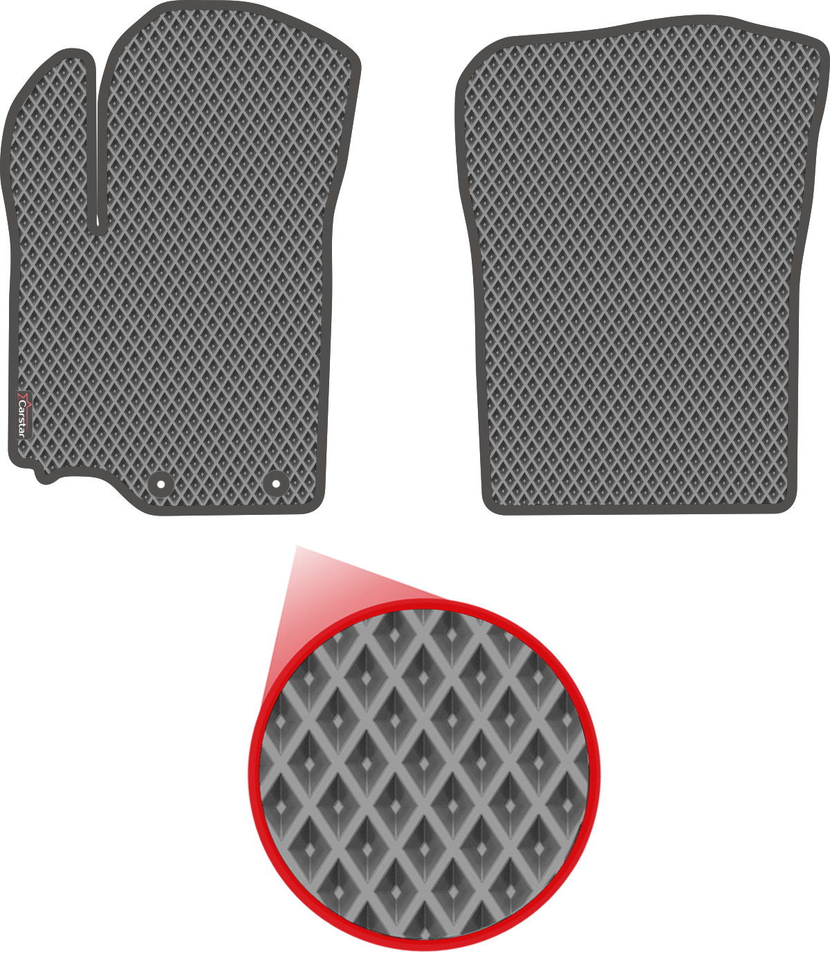 Передние коврики EVA для Suzuki Vitara II (2014-н/в), серые с серым кантом, ячейка - ромб