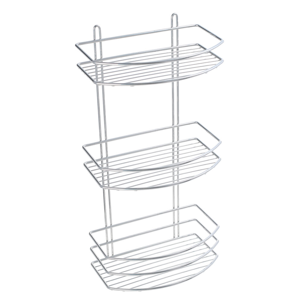 Полка Fixsen овальная 3-этажная серая металл навесная 25x50x16 см