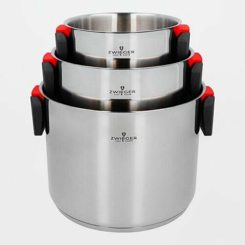 Набор кастрюль ZWIEGER Kompact, 6 предметов, сталь ANSI 304, с системой FOLD'in и 5-слойным дном.