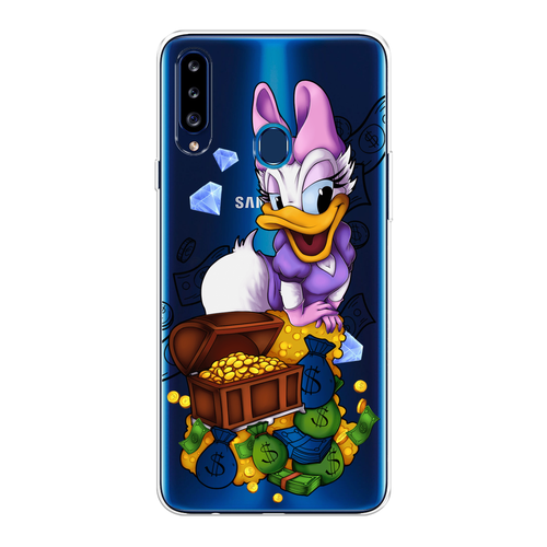 Силиконовый чехол на Samsung Galaxy A20s / Самсунг Галакси A20s Rich Daisy Duck, прозрачный силиконовый чехол на samsung galaxy a20s самсунг галакси a20s ван гог звездная ночь