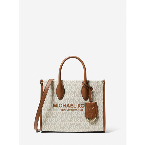 Сумка тоут MICHAEL KORS Mirella Small Logo Crossbody Bag 106513, фактура зернистая, бежевый, желтый