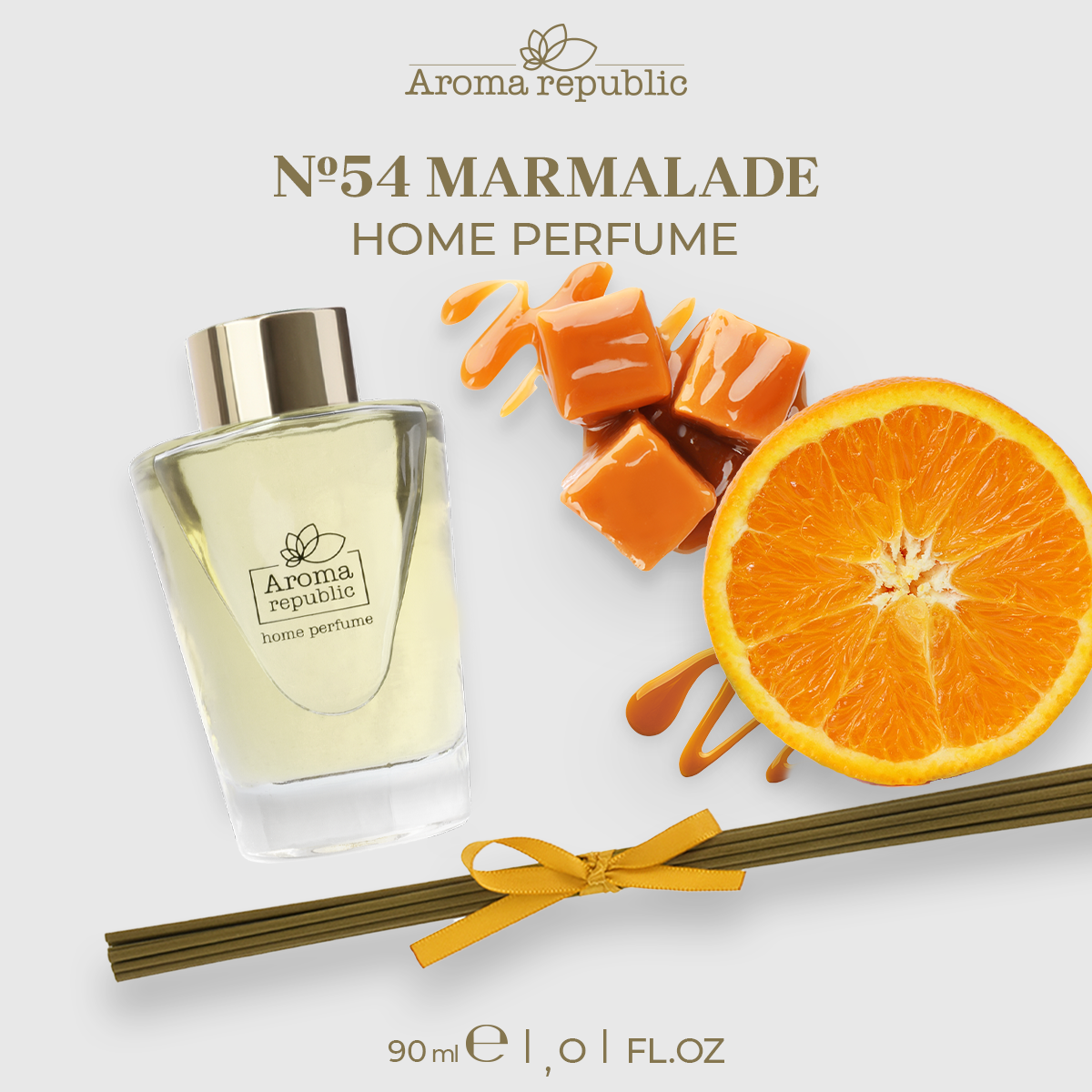 Ароматический диффузор в стеклянном флаконе 90 мл,"№54 Marmalade", "AROMA REPUBLIC"